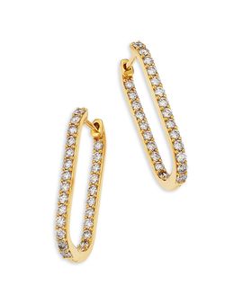 Bloomingdale's Fine Collection Bloomingdale's Fine Collection Diamond Inside Out Oblong Hoop Earrings in 14K Yellow Gold, 1.50 tcw