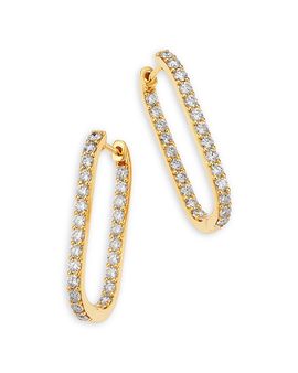 Bloomingdale's Fine Collection Bloomingdale's Fine Collection Diamond Inside Out Oblong Hoop Earrings in 14K Yellow Gold, 2.0 tcw
