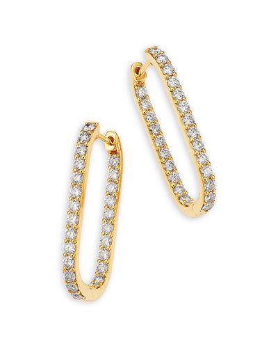 Bloomingdale's Fine Collection Bloomingdale's Fine Collection Diamond Inside Out Oblong Hoop Earrings in 14K Yellow Gold, 2.0 tcw