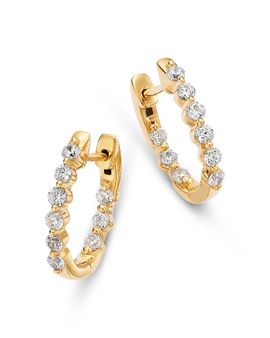 Bloomingdale's Fine Collection Bloomingdale's Fine Collection Diamond Inside Out Oval Hoop Earrings in 14K Yellow Gold, 0.5 tcw