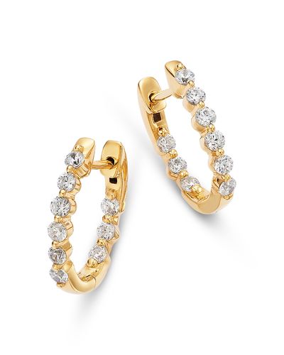 Bloomingdale's Fine Collection Bloomingdale's Fine Collection Diamond Inside Out Oval Hoop Earrings in 14K Yellow Gold, 0.5 tcw