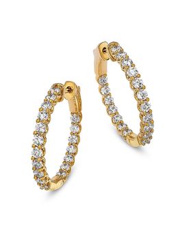 Bloomingdale's Fine Collection Bloomingdale's Fine Collection Diamond Inside Out Round Hoop Earrings in 14K Yellow Gold, 1.75 tcw