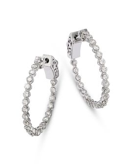 Bloomingdale's Fine Collection Bloomingdale's Fine Collection Diamond Inside Out Small Hoop Earrings in 14K White Gold, 1.0 tcw