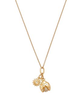 Bloomingdale's Fine Collection Bloomingdale's Fine Collection Diamond Ladybug & Flower Pendant Necklace in 14K Yellow Gold, 0.07 tcw