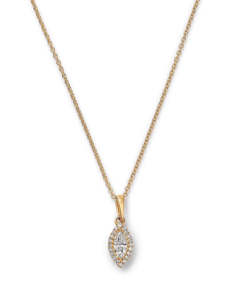 Bloomingdale's Fine Collection Bloomingdale's Fine Collection Diamond Marquise Shaped Halo Pendant Necklace in 14K Yellow Gold, 0.15 tcw