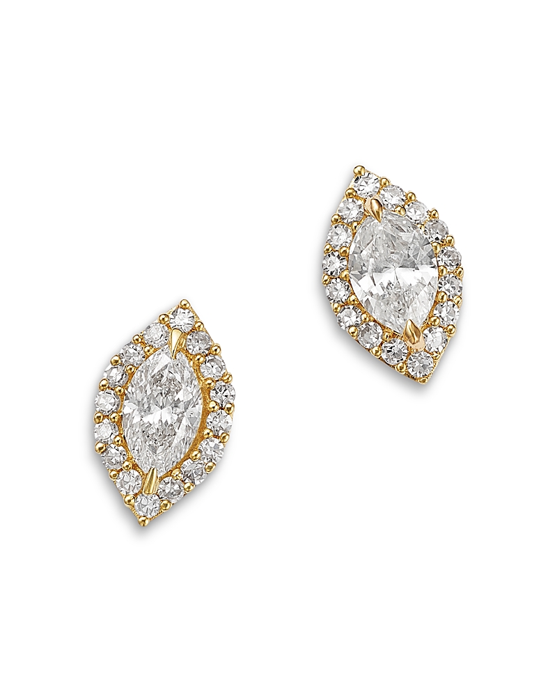 Bloomingdale's Fine Collection Bloomingdale's Fine Collection Diamond Marquise Shaped Halo Stud Earrings in 14K Yellow Gold, 0.30 tcw
