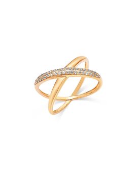 Bloomingdale's Fine Collection Bloomingdale's Fine Collection Diamond Micro Pave Crossover Ring in 14K Yellow Gold, 0.15 tcw