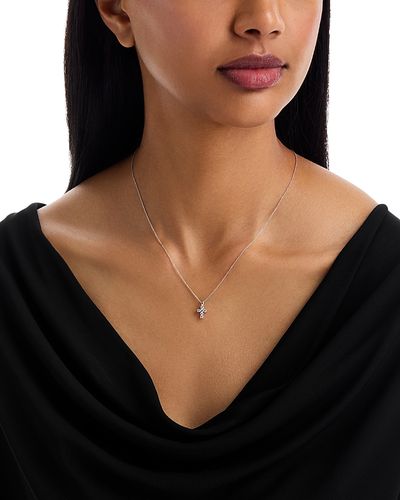 Bloomingdale's Fine Collection Bloomingdale's Fine Collection Diamond Mini Cross Pendant Necklace in 14K Gold, 0.20 tcw