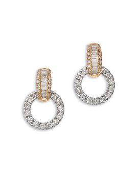 Bloomingdale's Fine Collection Bloomingdale's Fine Collection Diamond Mixed Cut Doorknocker Drop Earrings in 14K Yellow & White Gold, 1.5 tcw
