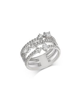 Bloomingdale's Fine Collection Bloomingdale's Fine Collection Diamond Mixed Cut Triple Row Ring in 18K White Gold, 0.6 tcw