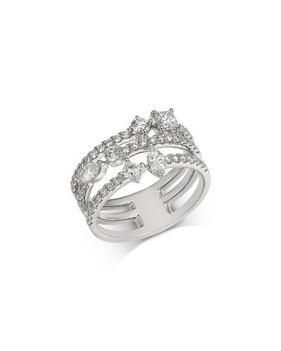Bloomingdale's Fine Collection Bloomingdale's Fine Collection Diamond Mixed Cut Triple Row Ring in 18K White Gold, 0.6 tcw