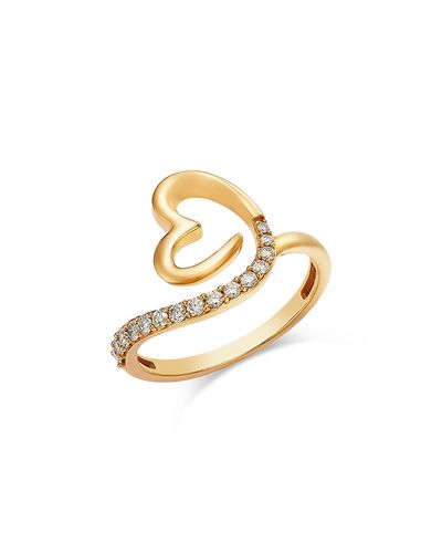 Bloomingdale's Fine Collection Bloomingdale's Fine Collection Diamond Open Heart Twist Ring in 14K Yellow Gold, 0.25 tcw