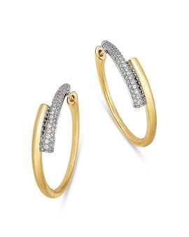 Bloomingdale's Fine Collection Bloomingdale's Fine Collection Diamond Oval Hoop Earrings in 14K White & Yellow Gold, 0.50 tcw