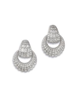 Bloomingdale's Fine Collection Bloomingdale's Fine Collection Diamond Pave Doorknocker Drop Earrings in 14K White Gold, 2.0 tcw