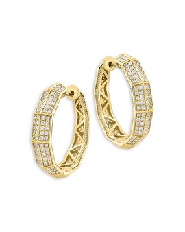 Bloomingdale's Fine Collection Bloomingdale's Fine Collection Diamond Pave Geometric Hoop Earrings in 14K Yellow Gold, 0.85 tcw