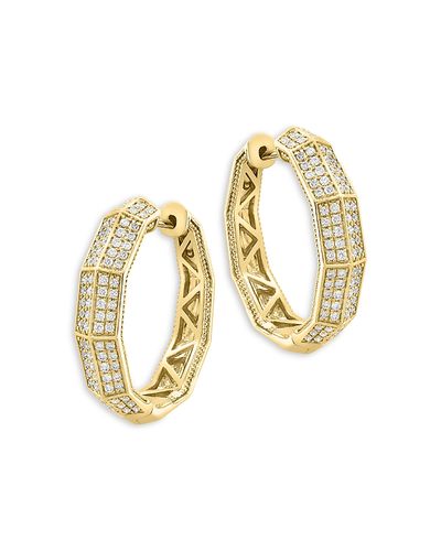 Bloomingdale's Fine Collection Bloomingdale's Fine Collection Diamond Pave Geometric Hoop Earrings in 14K Yellow Gold, 0.85 tcw