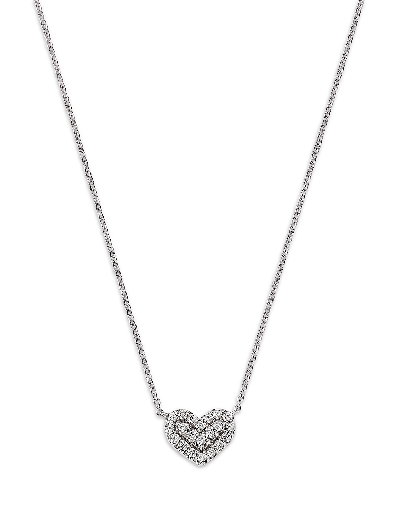 Bloomingdale's Fine Collection Bloomingdale's Fine Collection Diamond Pave Heart Pendant Necklace in 14K White Gold, 0.25 tcw