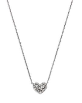 Bloomingdale's Fine Collection Bloomingdale's Fine Collection Diamond Pave Heart Pendant Necklace in 14K White Gold, 0.25 tcw