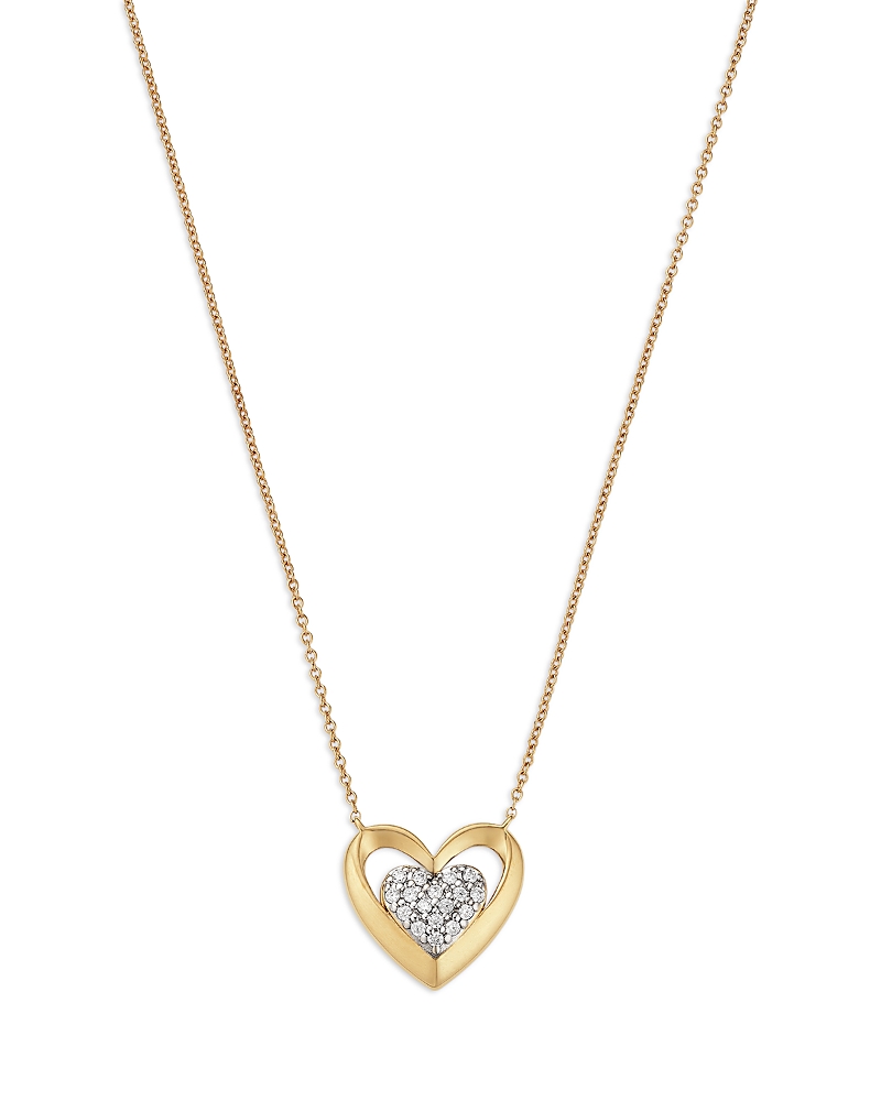 Bloomingdale's Fine Collection Bloomingdale's Fine Collection Diamond Pave Heart Pendant Necklace in 14K Yellow Gold, 0.15 tcw