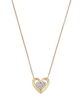 Bloomingdale's Fine Collection Bloomingdale's Fine Collection Diamond Pave Heart Pendant Necklace in 14K Yellow Gold, 0.15 tcw