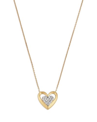 Bloomingdale's Fine Collection Bloomingdale's Fine Collection Diamond Pave Heart Pendant Necklace in 14K Yellow Gold, 0.15 tcw