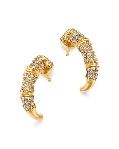 Bloomingdale's Fine Collection Bloomingdale's Fine Collection Diamond Pave Hoop Earrings in 14K Yellow Gold, 0.75 tcw