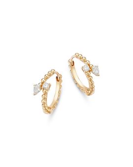 Bloomingdale's Fine Collection Bloomingdale's Fine Collection Diamond Pear & Round Beaded Bypass Huggie Hoop Earrings, 0.25 tcw