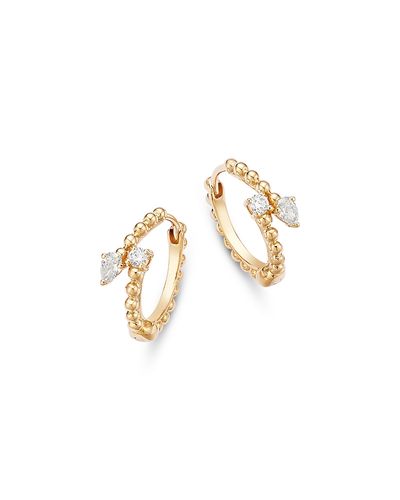 Bloomingdale's Fine Collection Bloomingdale's Fine Collection Diamond Pear & Round Beaded Bypass Huggie Hoop Earrings, 0.25 tcw