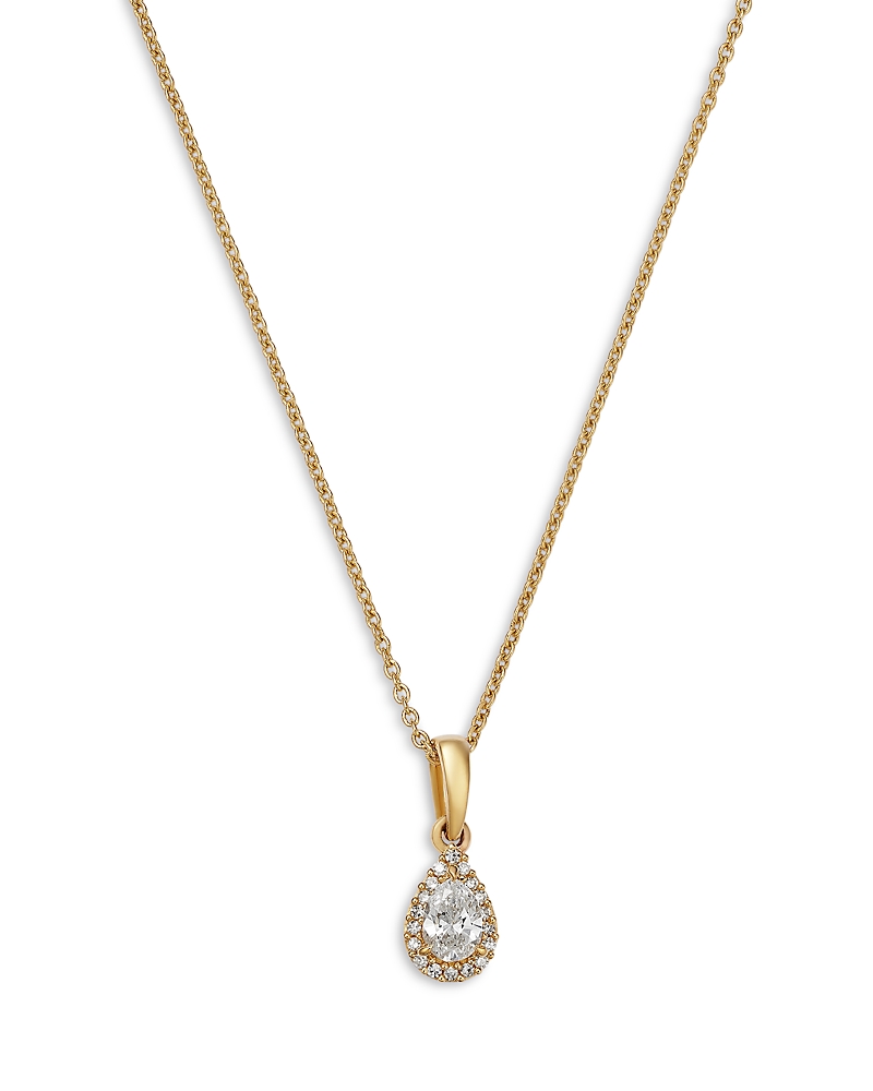 Bloomingdale's Fine Collection Bloomingdale's Fine Collection Diamond Pear Shaped Halo Pendant Necklace in 14K Yellow Gold, 0.15 tcw