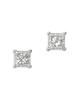 Bloomingdale's Fine Collection Bloomingdale's Fine Collection Diamond Princess Cut Stud Earrings in Platinum, 1.0 tcw