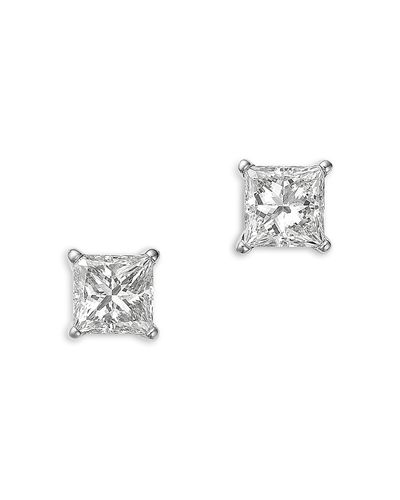 Bloomingdale's Fine Collection Bloomingdale's Fine Collection Diamond Princess Cut Stud Earrings in Platinum, 1.0 tcw