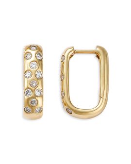 Bloomingdale's Fine Collection Bloomingdale's Fine Collection Diamond Rectangular Hoop Earrings in 14K Yellow Gold, 0.50 tcw