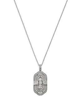 Bloomingdale's Fine Collection Bloomingdale's Fine Collection Diamond Round & Baguette Art Deco Pendant Necklace in 14K White Gold, 1.17 tcw