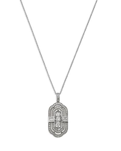 Bloomingdale's Fine Collection Bloomingdale's Fine Collection Diamond Round & Baguette Art Deco Pendant Necklace in 14K White Gold, 1.17 tcw