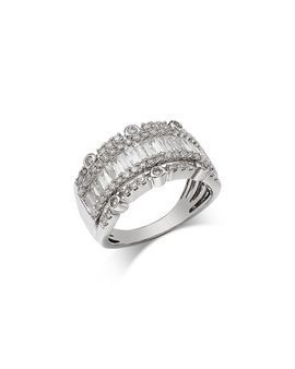 Bloomingdale's Fine Collection Bloomingdale's Fine Collection Diamond Round & Baguette Band Ring in 14K White Gold, 1.50 tcw