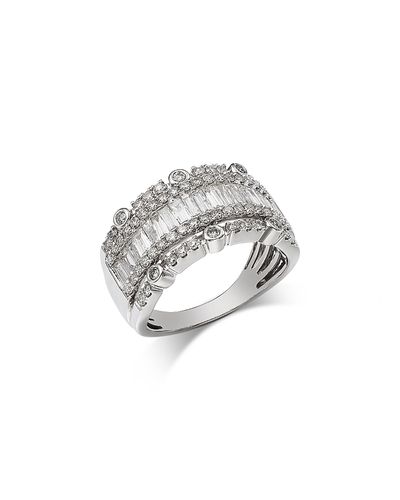 Bloomingdale's Fine Collection Bloomingdale's Fine Collection Diamond Round & Baguette Band Ring in 14K White Gold, 1.50 tcw