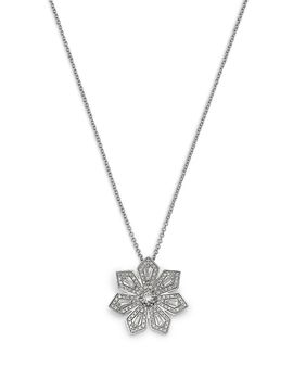 Bloomingdale's Fine Collection Bloomingdale's Fine Collection Diamond Round & Baguette Flower Pendant Necklace in 14K White Gold, 0.7 tcw