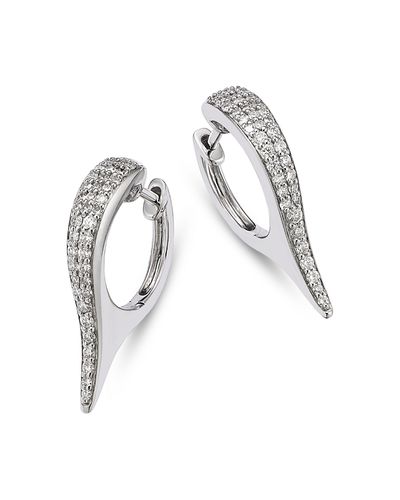 Bloomingdale's Fine Collection Bloomingdale's Fine Collection Diamond Spike Huggie Hoop Earrings in 14K White Gold, 0.37 tcw
