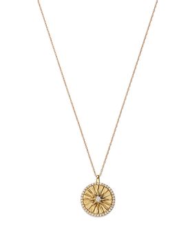 Bloomingdale's Fine Collection Bloomingdale's Fine Collection Diamond Starburst Disc Pendant Necklace in 14K Yellow Gold, 0.25 tcw