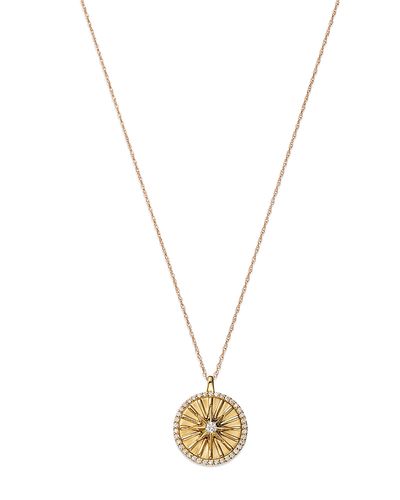 Bloomingdale's Fine Collection Bloomingdale's Fine Collection Diamond Starburst Disc Pendant Necklace in 14K Yellow Gold, 0.25 tcw
