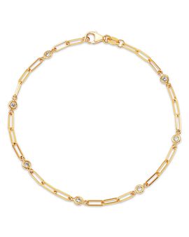Bloomingdale's Fine Collection Bloomingdale's Fine Collection Diamond Station Paperclip Chain Bracelet in 14K Yellow Gold, 0.25 tcw