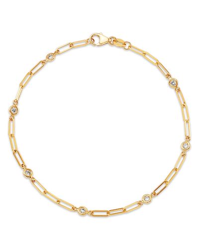 Bloomingdale's Fine Collection Bloomingdale's Fine Collection Diamond Station Paperclip Chain Bracelet in 14K Yellow Gold, 0.25 tcw