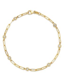 Bloomingdale's Fine Collection Bloomingdale's Fine Collection Diamond Station Paperclip Chain Bracelet in 14K Yellow Gold, 0.50 tcw