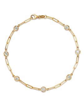 Bloomingdale's Fine Collection Bloomingdale's Fine Collection Diamond Station Paperclip Chain Bracelet in 14K Yellow Gold, 1.05 tcw