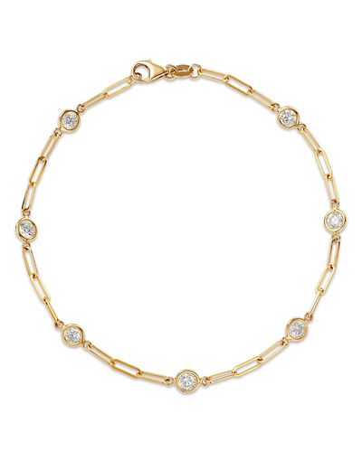 Bloomingdale's Fine Collection Bloomingdale's Fine Collection Diamond Station Paperclip Chain Bracelet in 14K Yellow Gold, 1.05 tcw