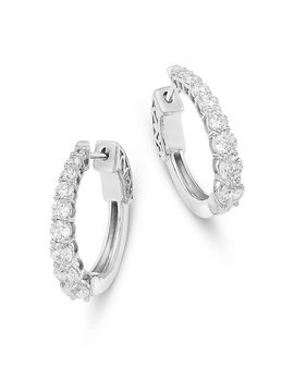 Bloomingdale's Fine Collection Bloomingdale's Fine Collection Diamond Tapered Hoop Earrings in 14K White Gold, 1.5 tcw