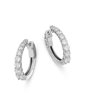 Bloomingdale's Fine Collection Bloomingdale's Fine Collection Diamond Tapered Hoop Earrings in 14K White Gold, 2.0 tcw