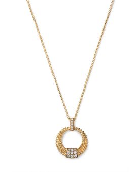 Bloomingdale's Fine Collection Bloomingdale's Fine Collection Diamond Textured Circle Pendant Necklace in 14K Yellow Gold, 0.33 tcw