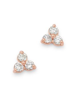 Bloomingdale's Fine Collection Bloomingdale's Fine Collection Diamond Three-Stone Stud Earrings in 14K Rose Gold, 0.20 tcw