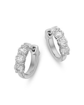 Bloomingdale's Fine Collection Bloomingdale's Fine Collection Diamond Three Stone Huggie Earrings in 14K Gold, 1.0 tcw
